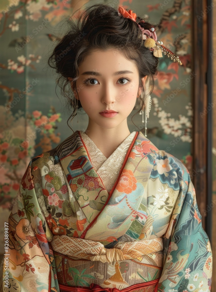 Portrait of a young woman in a kimono Portrait of a young woman in a kimono