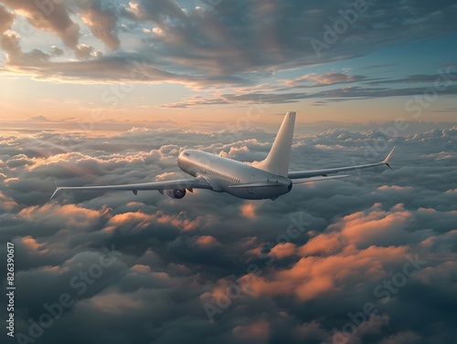 Commercial Airliner Soaring Through Dramatic Cloudscape During Serene Aerial Journey