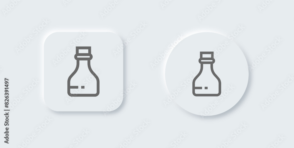 Bottle line icon in neomorphic design style. Water drink signs vector illustration. Bottle line icon in neomorphic design style. Water drink signs vector illustration.