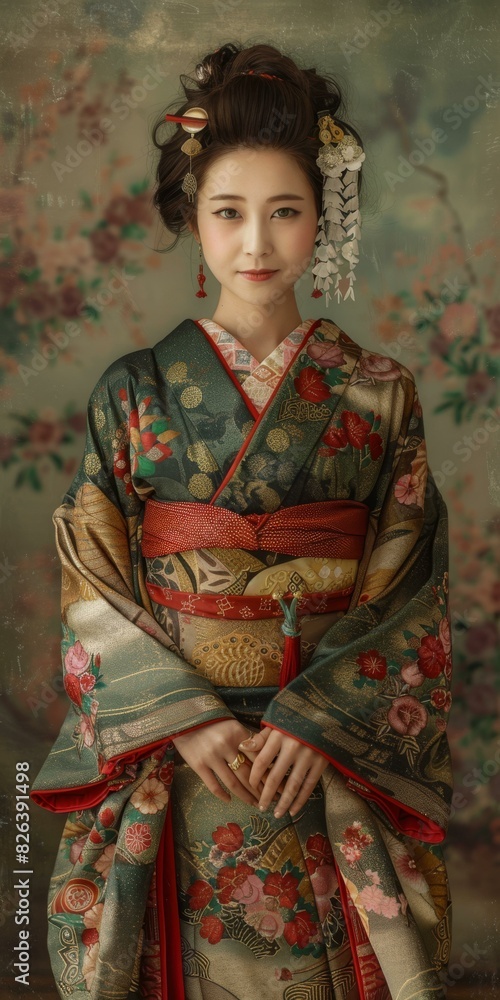 Portrait of a young woman in a kimono Portrait of a young woman in a kimono