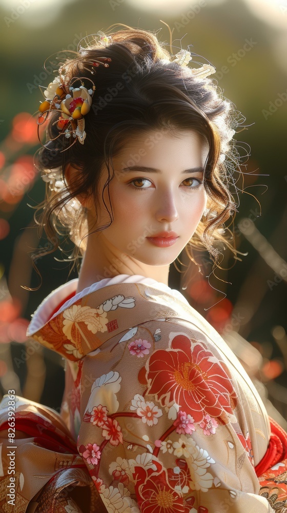 Beautiful Woman in Traditional Japanese Kimono Beautiful Woman in Traditional Japanese Kimono