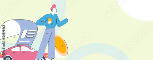 Buy insurance for car flat character vector concept operation illustration
