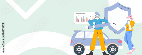 Buy insurance for car flat character vector concept operation illustration
