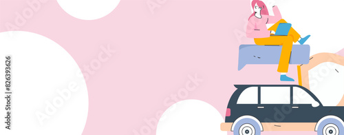 Buy insurance for car flat character vector concept operation illustration
