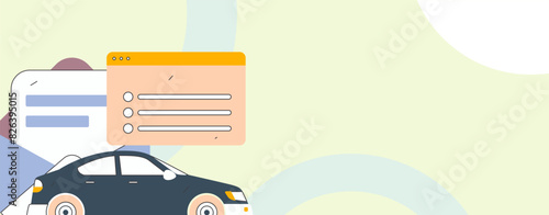 Buy insurance for car flat character vector concept operation illustration
