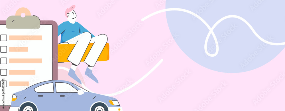 Naklejka premium Buy insurance for car flat character vector concept operation illustration 