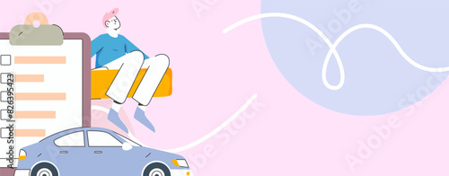 Buy insurance for car flat character vector concept operation illustration
