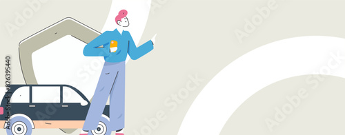 Buy insurance for car flat character vector concept operation illustration

