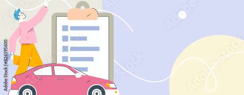 Buy insurance for car flat character vector concept operation illustration
