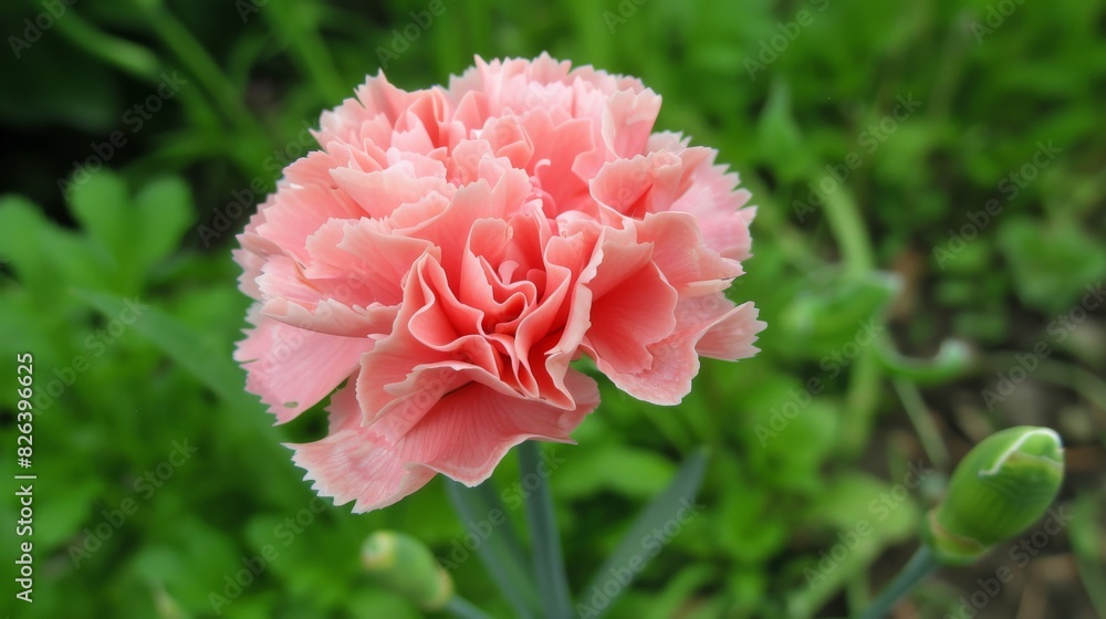 Delicate pink carnation bloom in natural setting Delicate pink carnation bloom in natural setting