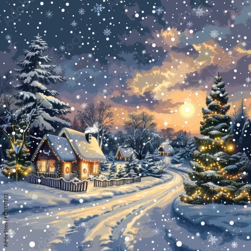 Christmas Eve in the Snowy Night