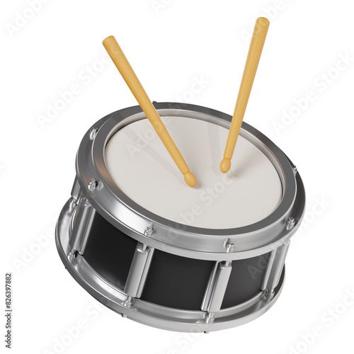 Фотография drum and drumsticks 3d icon