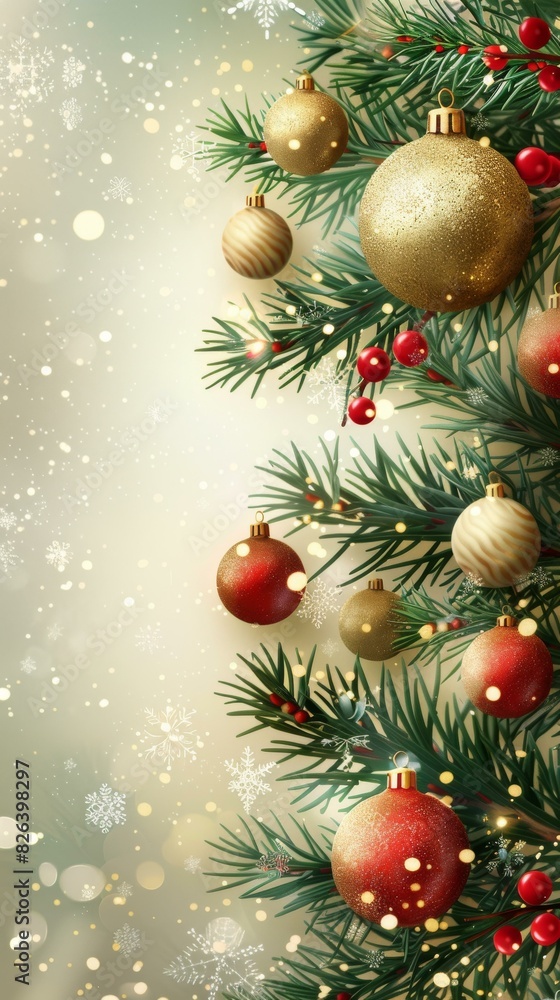 Christmas Tree with Baubles and Snowflakes Christmas Tree with Baubles and Snowflakes