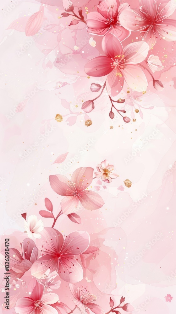 Elegant floral background with blooming cherry blossoms