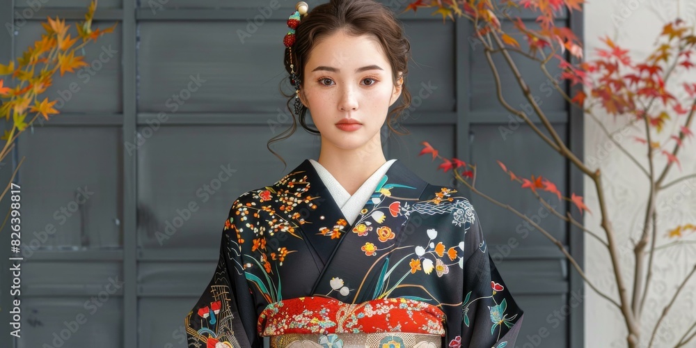 Beautiful Woman Wearing Traditional Japanese Kimono Beautiful Woman Wearing Traditional Japanese Kimono