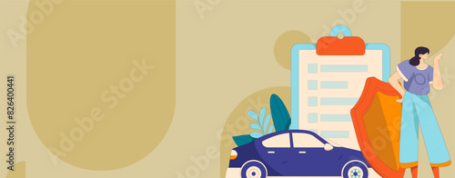 Buy insurance for car flat character vector concept operation illustration
