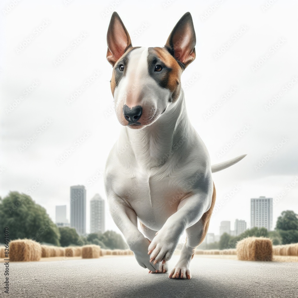 Image of an isolated bull terrier against a pure white background, ideal for presentations
