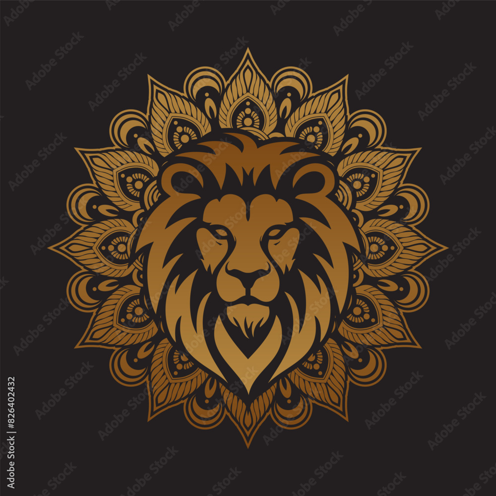 mandala with lion head beautiful ornamental background 