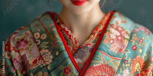 Close up of a woman wearing a kimono