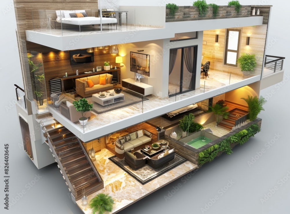Modern House Interior Design with Plants and Furniture Modern House Interior Design with Plants and Furniture