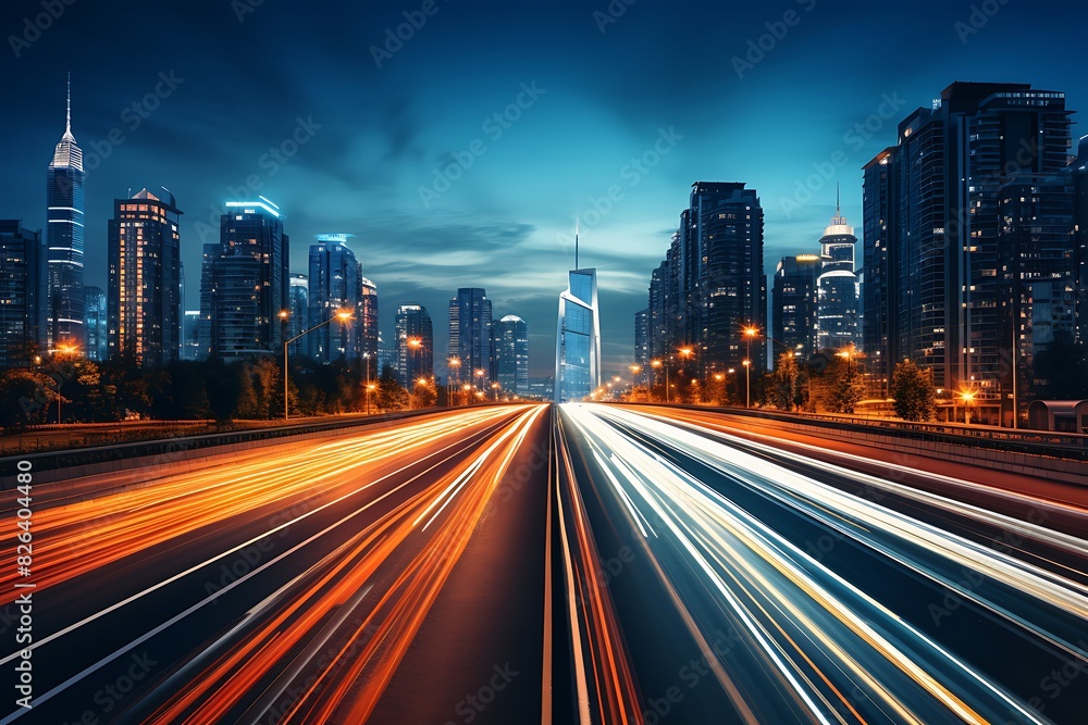 the light trails on the modern building background in shanghai china. the light trails on the modern building background in shanghai china.