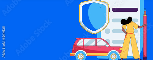 Buy insurance for car flat character vector concept operation illustration
