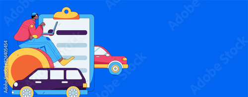 Buy insurance for car flat character vector concept operation illustration
