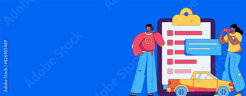 Buy insurance for car flat character vector concept operation illustration
