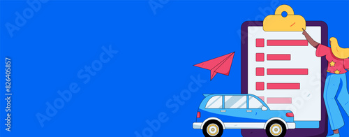 Buy insurance for car flat character vector concept operation illustration
