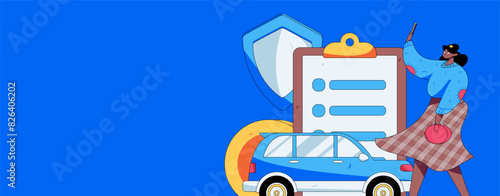 Buy insurance for car flat character vector concept operation illustration
