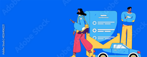 Buy insurance for car flat character vector concept operation illustration
