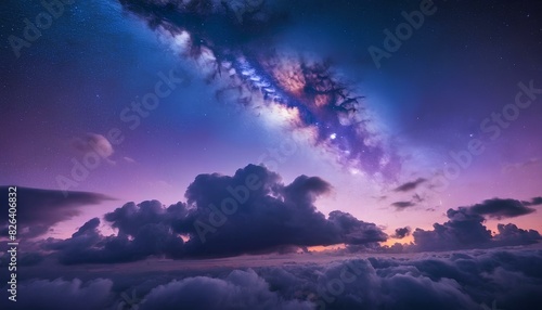 Beautiful purple and blue sky view full of wonders and uniqueness and amazing clouds. 