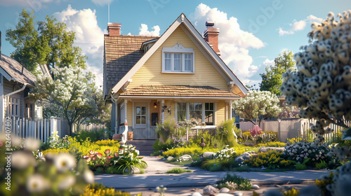  A beautiful english house in the village ai genrated photo