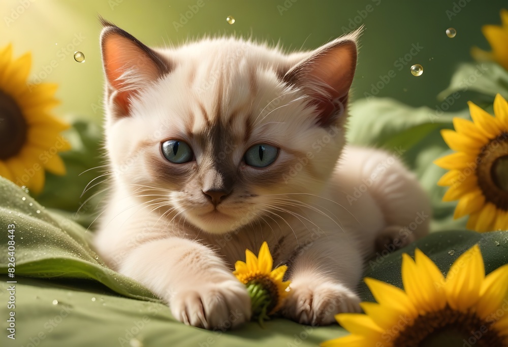 cat and flowers cat and flowers
