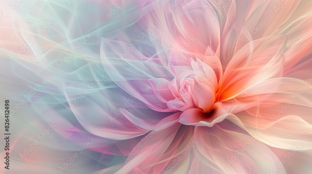 Obraz premium Digital art of a blooming flower with vibrant pink and blue hues