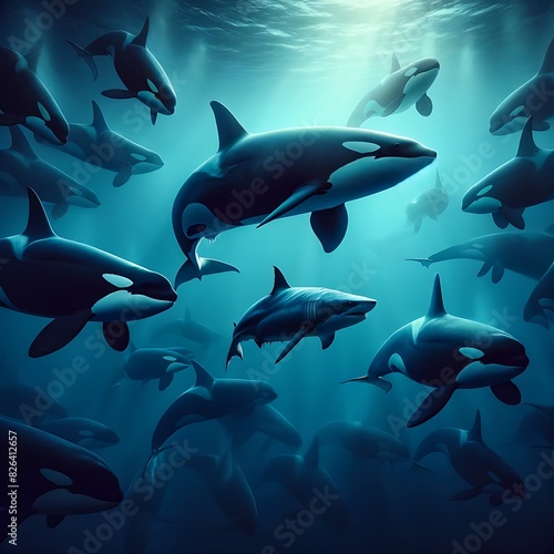 sharks in the sea © 昭平 横山