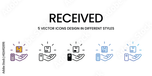 Received icons vector set stock illustration.