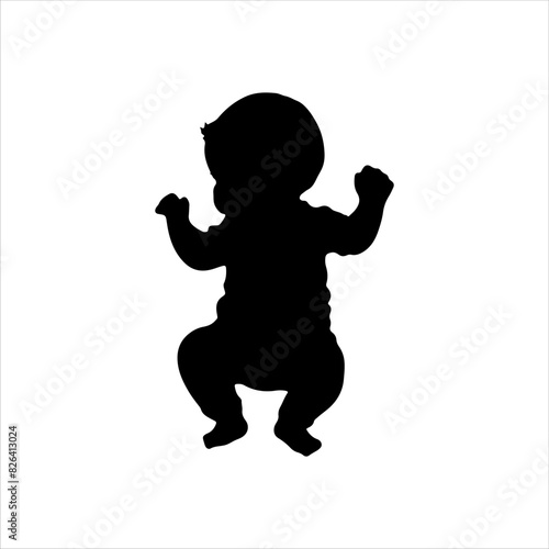 Baby sleeping top view silhouette isolated on white background. Baby sleeping icon vector illustration design.