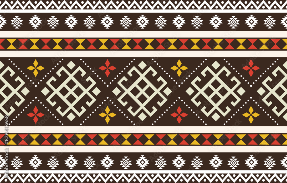 Ethnic Geometric Design.Ethnic Pattern in tribal, folk embroidery abstract art colorful. ornament print. Ethnic Geometric Design for wallpaper,carpet, clothing, fashion, fabric.	
