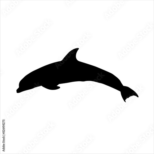 Bottlenose dolphin silhouette isolated on white background. Dolphin bird icon vector illustration design.