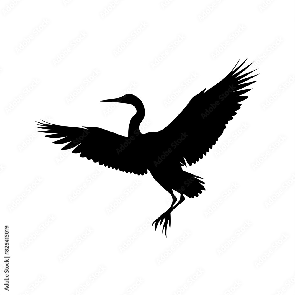 Obraz premium Egret flying silhouette isolated on white background. Egret icon vector illustration design.