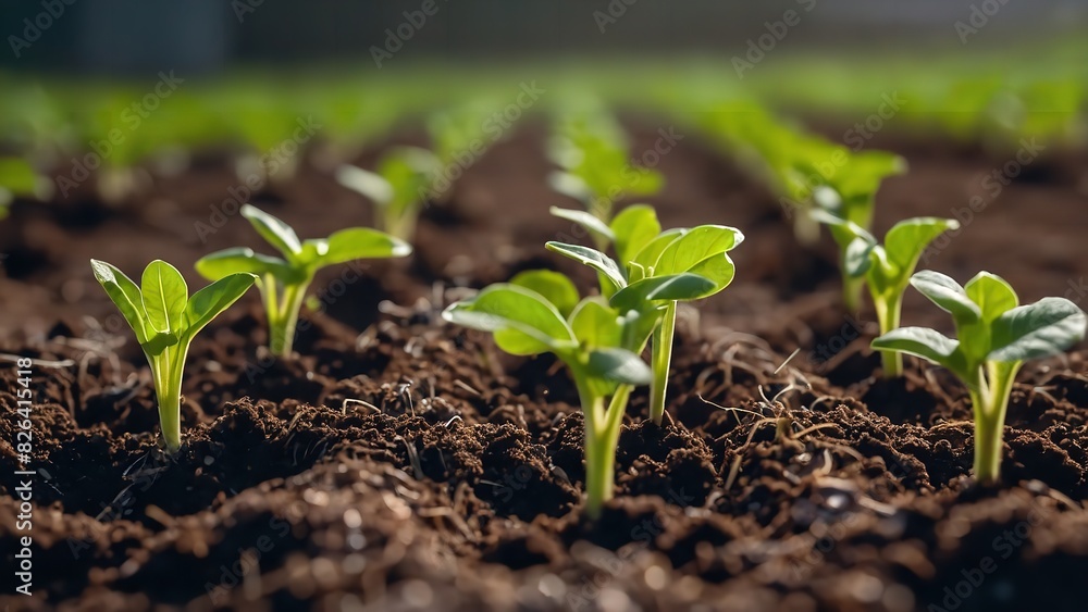 young green plant in soil - Generative AI young green plant in soil - Generative AI