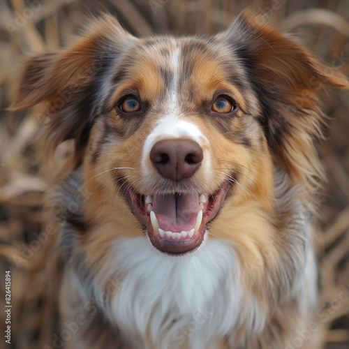 Portrait d'un chien heureux vue aérienne