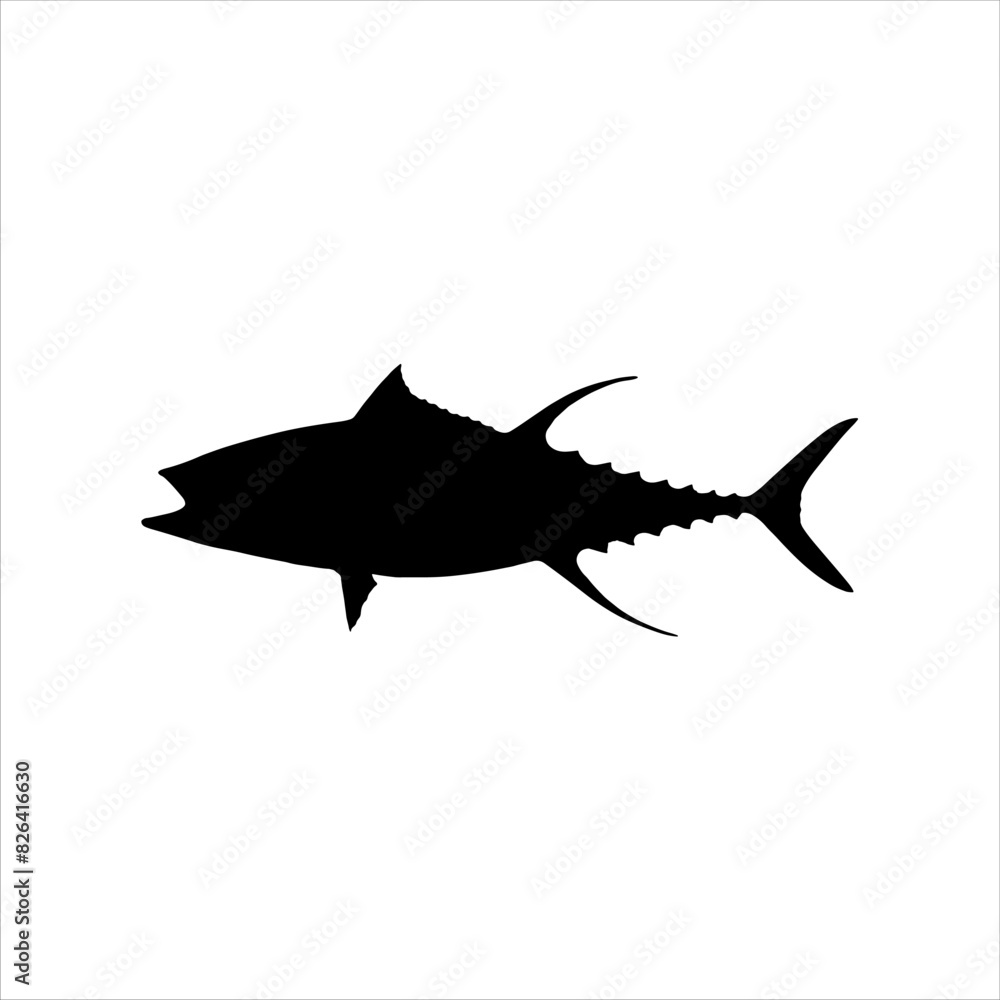 Tuna fish silhouette isolated on white background. Tuna fish icon vector illustration design. Tuna fish silhouette isolated on white background. Tuna fish icon vector illustration design.