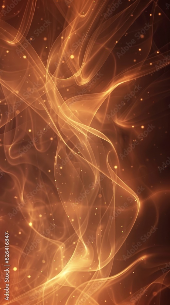 Naklejka premium Elegant abstract background with swirling golden lines and glowing particles