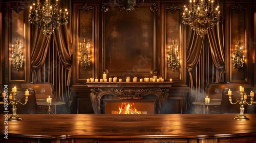 Elegant Vintage Fireplace in Luxurious Wooden Room