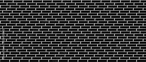 Black brick wall pattern for kitchen and bathroom. Modern backdrop. Dark grey cover vector background.