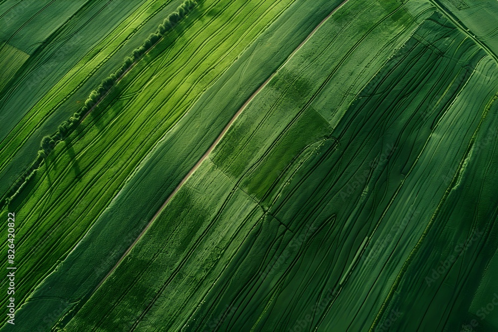 Sleek Aerial View of a Large Agricultural Field with Unique Patterns Sleek Aerial View of a Large Agricultural Field with Unique Patterns