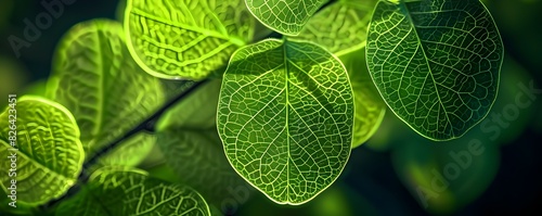 Glowing Green Leaf Closeup ...