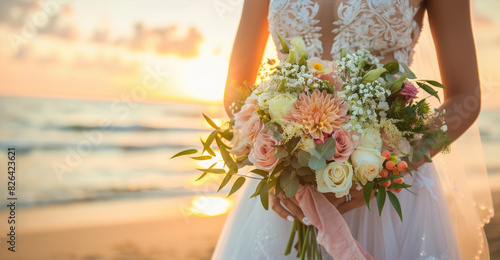 Close up bride and groom we...